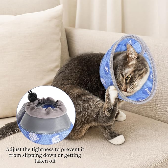 Cat Cone Collar After Surgery Soft to Stop Licking Lightweight Kitten Recovery Collar Comfortable Water Resistant Dogs Collars Adjustable Foldable Elizabethan Collars for Small Large Cats