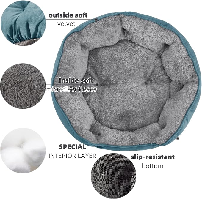 Asvin Small Dog Bed for Small Dogs, Cat Beds for Indoor Cats, Pet Bed for Puppy and Kitty, Extra Soft & Machine Washable with Anti-Slip & Water-Resistant Oxford Bottom, Teal, 20 inches