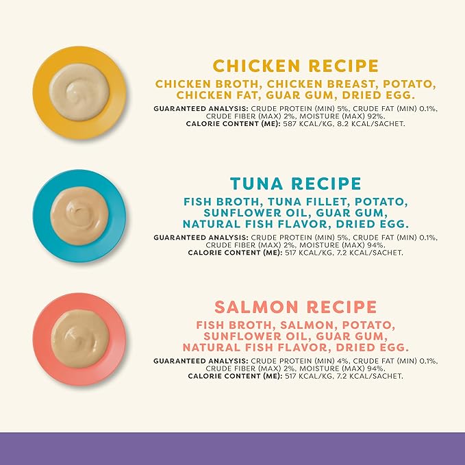 Applaws Lickable Cat Treats, Natural Grain-Free Purée, Limited Ingredient, Variety of Chicken, Tuna, & Salmon Squeeze Up Cat Treats (60 x 0.5 oz Sachets)