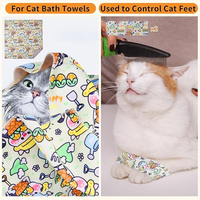Cat Wrap for Grooming,Cat Wrap for Cutting Nails,Self-Adherent Soft Cat Blanket，Restrain the Cat to Keep Calm,Anti-Bite, Anti-Scratch, Wrap anti-Escape Grooming Bags for Cats ( within 16lbs)