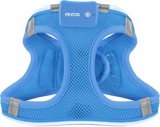 Light Up Dog Harness,Rechargeable LED Dog Harness for Small Medium Large Dogs,Reflective Lighted Safety Vest for Night Walking & Camping,Lightweight & Adjustable,Sky Blue,S