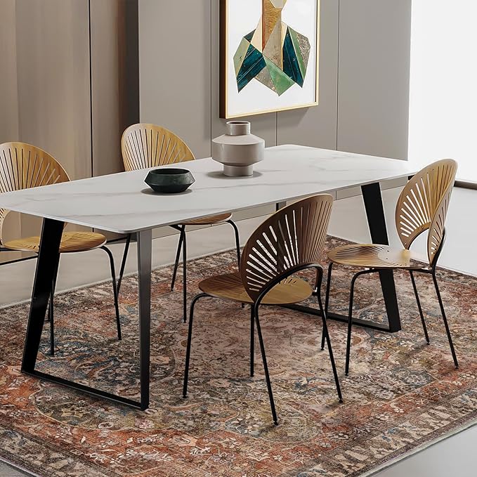 10'x14' Washable Area Rug Boho Chic Medallion Distressed Design Non-Shedding Easy Care Ideal for High Traffic Areas in Rug for Living Room Bedroom Office Coffee Table Large Carpet