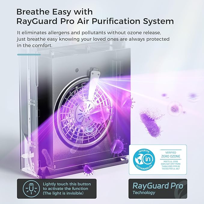 AROEVE Air Purifiers for Bedroom Home Large Room Up to 1504 Ft², 5 Layer Filter for Smoke Pollen Allergies Pet Dander Odor, Air Quality Monitor, Sleep Mode, Timer for Office, Dorm, Kitchen, MK07 Black