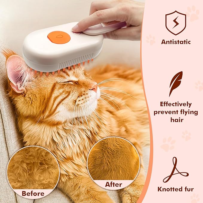 Cloud Care Cat Brush, Cat Steam Brush for Shedding, 4-In-1 Self-Cleaning Pet Steam Brushs for Long and Short Hair Cats and Dogs Grooming Supplies