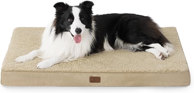 Bedsure Dog Beds Large Sized Dog - Orthopedic Flat Pet Beds with Removable Washable Cover, Egg Crate Foam Puppy Mat, Suitable for Pet Up to 65 lbs