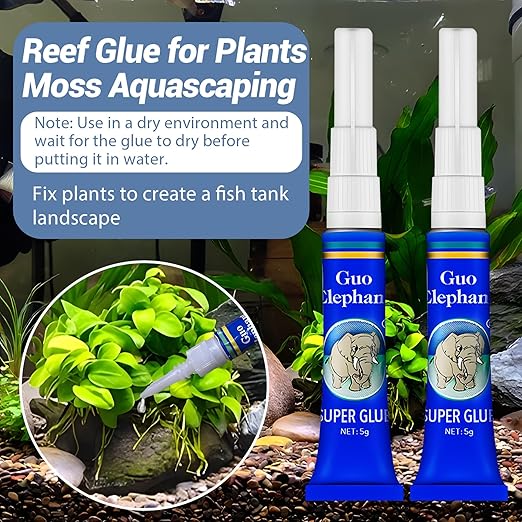 Aquarium Glue Fish Safety, 5Pcs Coral Reef Glue for Plants Moss, Coral, Stone, Wood Aquascaping, Quick Drying (5)