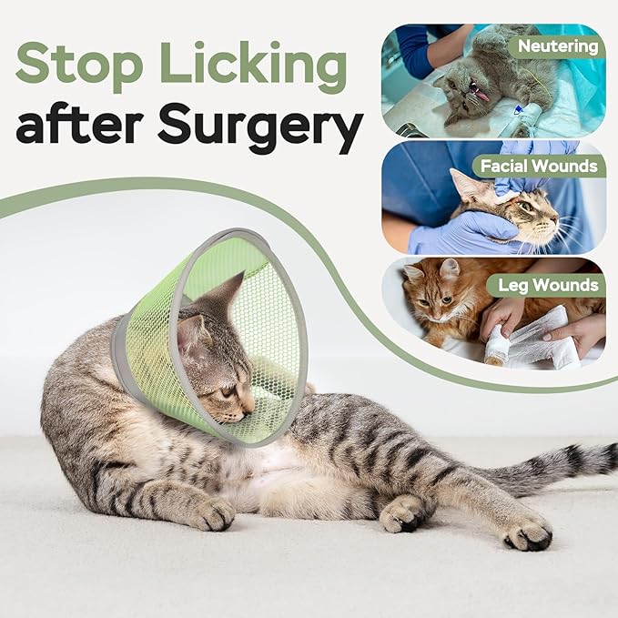 Cat Cone Collar Soft to Stop Licking After Surgery, Waterproof Lightweight Recovery Collar for Cats and Small Dogs, Elizabeth Plastic Cone Alternative, Neck Pillow to Prevent Scratches