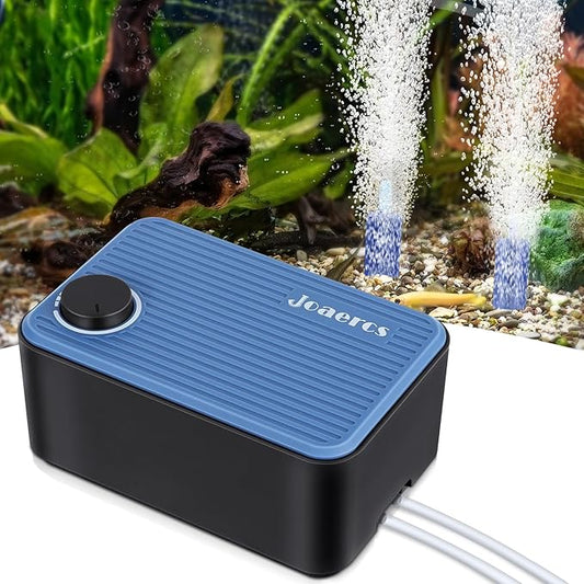 Aquarium Air Pump,Check Valves Prevent Backflow, Ultra-Quiet Fish Tank Bubbler, 5.5W Adjustable Airflow Rate Design, for Fish Tank 20 to 150 Gallons, Bonus Accessories