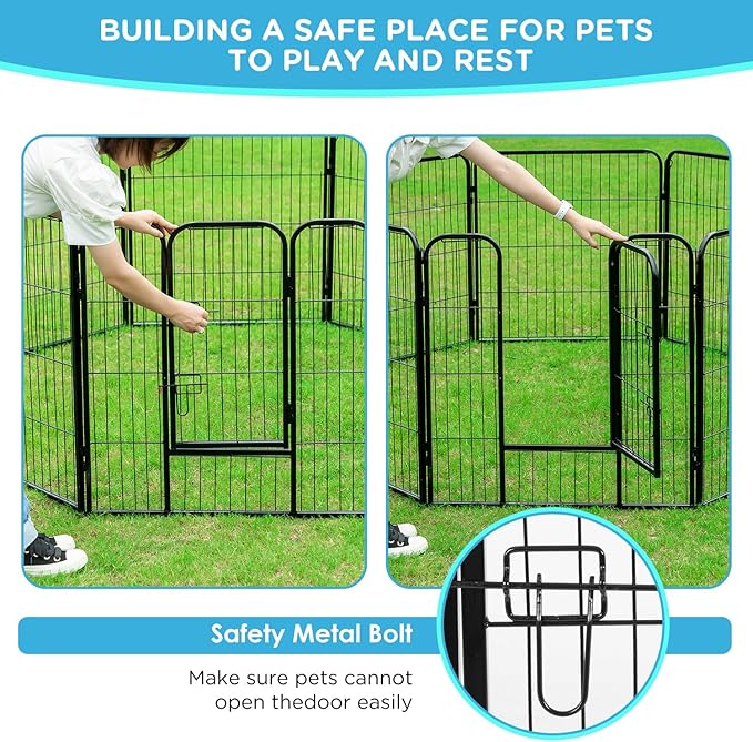 BestPet Dog Playpen Indoor 32 inch 12 Panels Metal Dog Pen Pet Dog Fence Outdoor Exercise Pen with Doors,Pet Puppy Playpen for RV Camping Yard, Black
