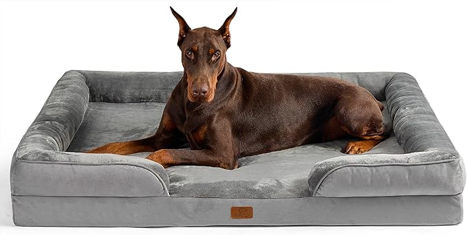 Bedsure XXL Orthopedic Dog Bed for Extra Large Dogs - Washable Giant Dog Cat Bed Waterproof, Comfort Dogs Couch Sofa with Washable Removable Cover, Pet Bed with Nonskid Bottom, Grey, 52"