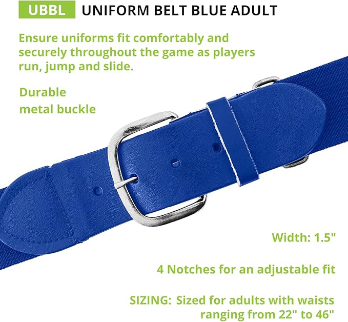 Champion Sports Baseball/Softball Uniform Belt, Comfort Stretch Fit Durable Syntex Tab - Youth & Adult Sizes, Multiple Colors