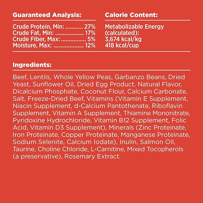 BIXBI Rawbble Dry Dog Food, Beef, 4 lbs - USA Made with No Meat Meals or Fillers - Freeze Dried Raw Coated Dog Food - Industry Leading Digestibility