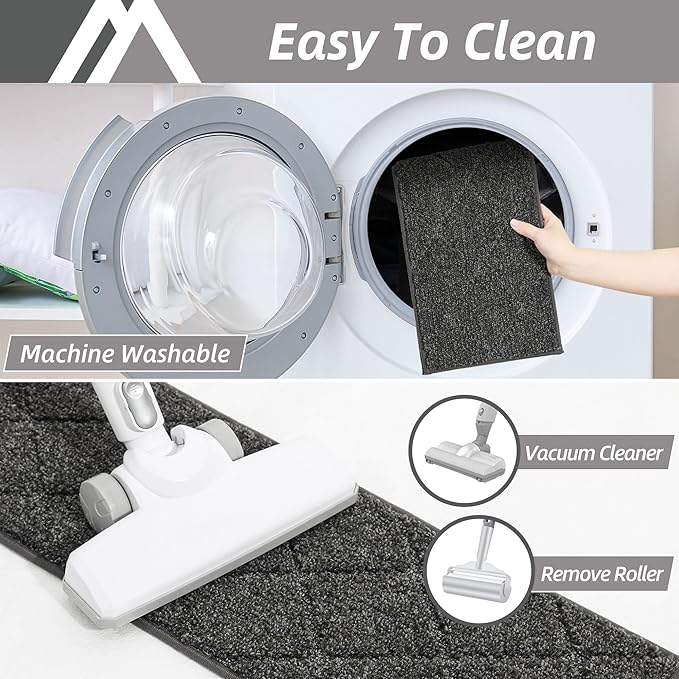 COSY HOMEER Edging Stair Treads Non-Slip Carpet Mat 28inX9in Indoor Stair Runners for Wooden Steps, Edging Stair Rugs for Kids and Dogs, 100% Polyester TPE Backing (15pc, Black)