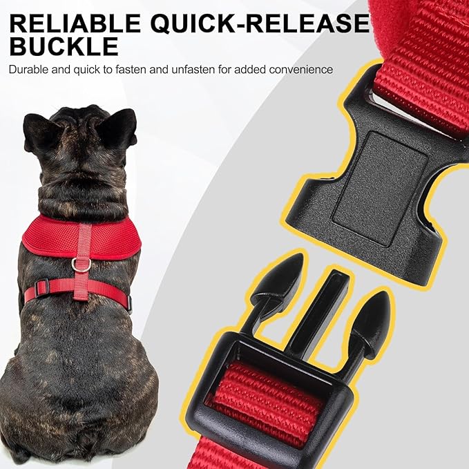 BINGPET No Pull Dog Harness for Small Medium Dogs,All Weather Mesh Step in Vest Harness for Small Dogs,Breathable Mesh Puppy Cat Harnesses,Step-in Air Dog Harness for for Small Dogs,Red,Medium