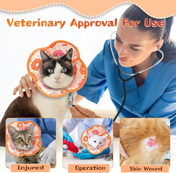 Cat Cone Collar Soft for Wound Healing, Foldable Neck Recovery Cone Anti Licking, Small Adjustable Surgery Cat Head Cone Alternative for Kittens(Size: L)