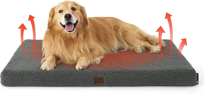 Bedsure Self Warming Dog Beds Large Sized Dog - Extra-Large Orthopedic Waterproof Puppy Bed with Removable Washable Cover, Egg Crate Foam Pet Mat, Suitable for Pet Up to 100 lbs
