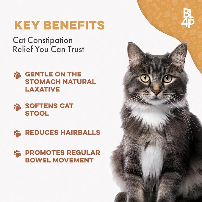 Cat Laxative Constipation Relief, Natural Cat Stool Softener Remedy for Irregular Bowel Movements Without Feline Diarrhea, Supports Feline Digestion & Gas Pain Relief, 400 Odorless, Tasteless Pills