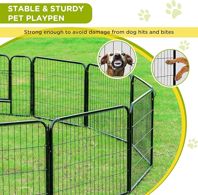 BestPet | Dog Playpen | 24 Inch, 12 Panels | Heavy Duty Metal Pet Exercise Pen | Indoor Outdoor Fence Panels | Rust-Resistant, Removable, Tool-Free Setup | Anti-Skid, Expandable Design