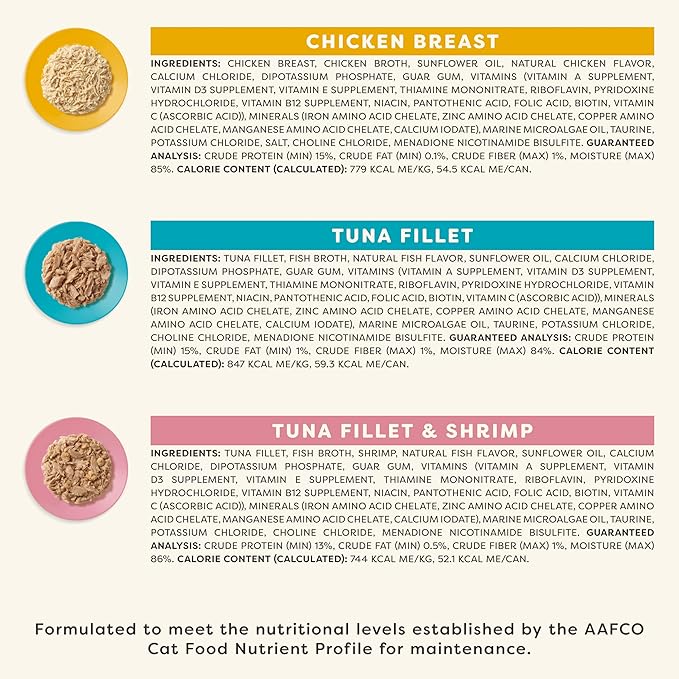 Applaws Vitality Wet Cat Food in Broth, Natural Canned Cat Food, Wet Food for Cats with Added Vitamins and Minerals, Grain Free, Carrageenan Free, Variety Selection in Broth (12 Count, 2.47 oz Cans)