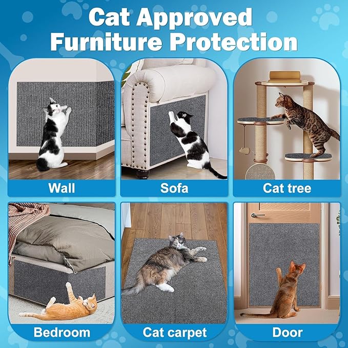 Cat Scratch Couch Furniture Protector, Adhesive Cat Scratch Pad Deterrent for Furniture, DIY Climbing Cat Scratcher Couch Protector from Cat Claws Scratching Indoor (Dark Grey 15.7"X39.4")