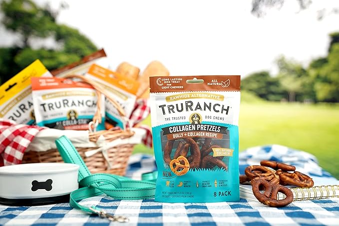 Collagen Pretzels, Bully - Collagen Dog Treats - Long Lasting Healthy Joint Support Dog Treat - Rawhide Alternative - Skin & Coat Health, 1 Bag, 8 Count