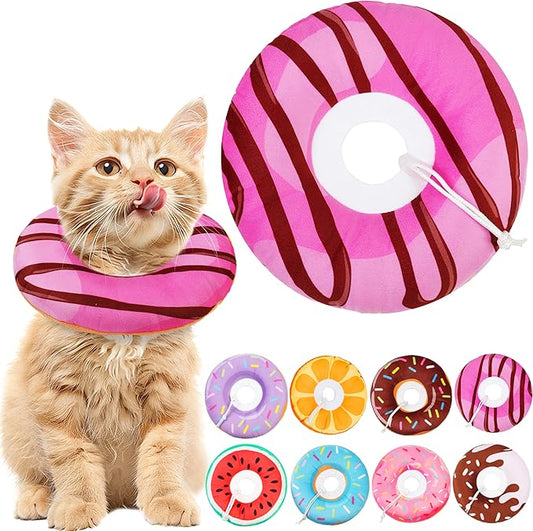 Cat Cone Collar Soft, Cat Recovery Collar for Wound Healing Cute Cat Adjustable Cat Cones to Stop Licking Comfortable Lightweight Neck Elizabethan Collars for Cats Purple