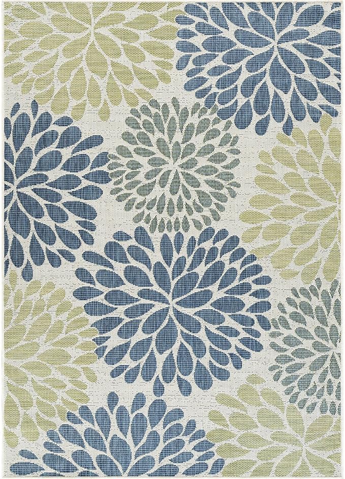 Beverly Rug Outdoor Rug 9x12 Modern Exotic Tropical Leaf Area Rugs for Indoor and Outdoor Patio Deck Porch Garden Water Resistant Washable Outside Carpet (9 x 12 Olive)