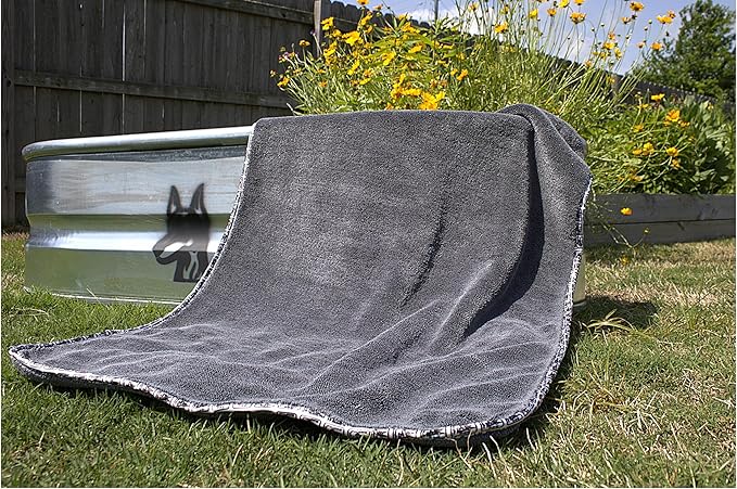 Devil Dog Premium Pet Drying Towel, Ultra-Soft, Highly Absorbent Microfiber Bath Towel for Dogs, Cats, and Other Animals - Gray, Small 16" x 24" 1200GSM 80% 20% Blend