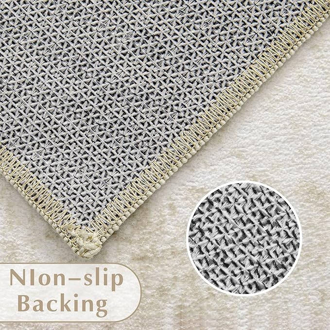 Vintage Living Room Area Rug - 5x7 Large Machine Washable Boho Moroccan Rug Distressed Farmhouse Rugs for Bedroom - Soft Non-Slip Indoor Carpet for Dining Room Office Nursery(Ivory, 5'x7')