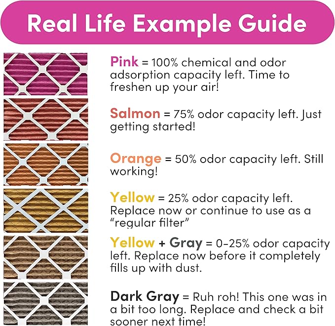 Colorfil 14x14x1 Air Filter (2-Pack) | Made in the USA | Color Changing | Remove Cat and Dog Odor | MERV 8 for Pet Hair Dander and Dust | 13.75"x13.75"x0.75" Exact Size