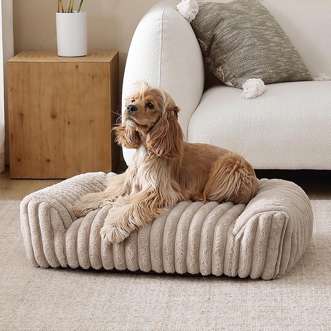 Arlee Saddle Sofa Memory Foam Pet Bed, Comfortable & Washable, Ideal for Dogs and Puppies, Extra Comfort, Couch Design, Crate & Kennel Furniture, Pet Supplies & Essentials, Tan, Medium