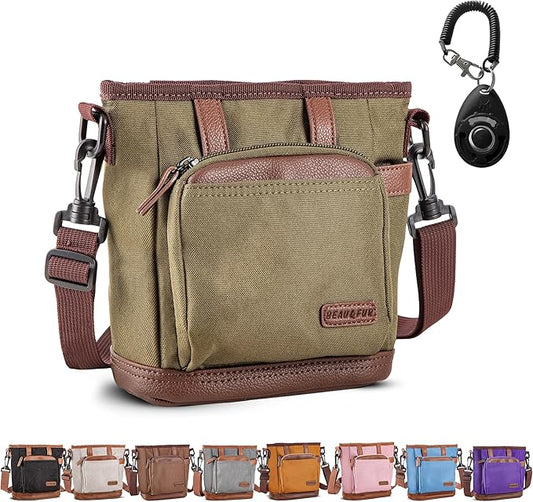 BEAU&FUR Dog Treat Pouch with Clicker for Training - Hands-Free Dog Treat Bag with Magnetic Closure, Built-in Poop Bag Holder Pocket