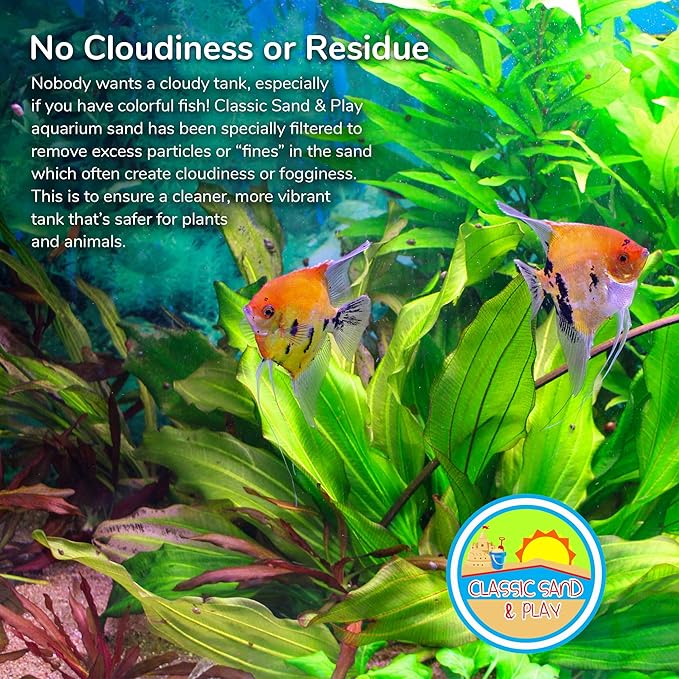 CLASSIC SAND & PLAY Natural Aquarium Sand for Freshwater and Saltwater Tanks, 20 lb. Bag, Improves Filter Life and Filtration Process, Pre-Washed Fine Sand, Natural