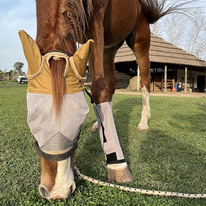 Fly Masks for Horses, 70% Uv-Block, Breathable Fly Mask for Equines, Durable, Comfortable Fit for All-Day Protection, Horse Size (Horse Fly Mask, with Ears)