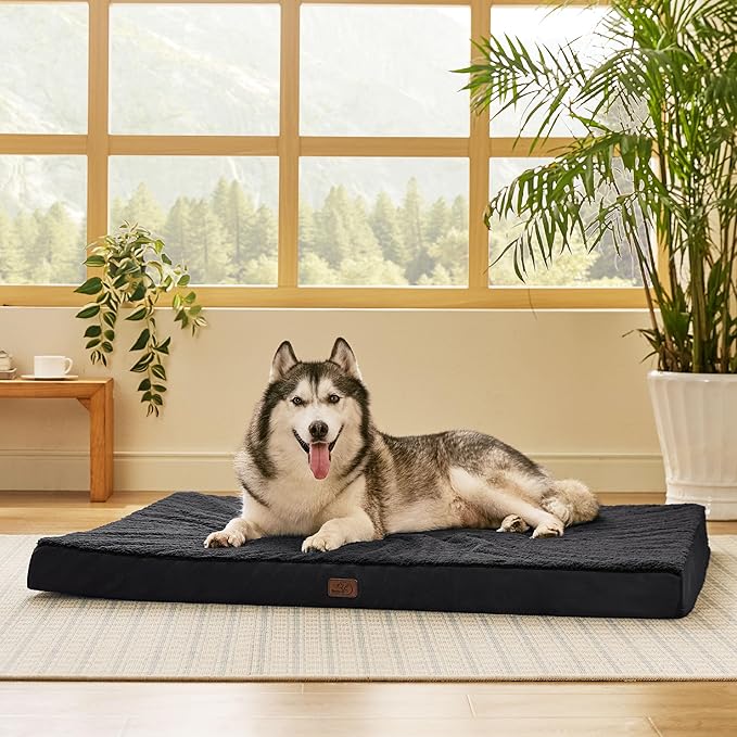 Bedsure XXL Dog Bed for Large Dogs - Orthopedic Flat Giant Pet Beds with Removable Washable Cover, Jumbo Egg Crate Foam Mat, Suitable for Pet Up to 150 lbs