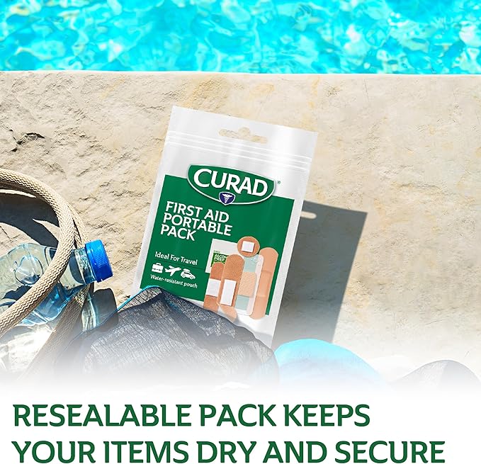 CURAD First Aid Portable Pack |15 - Count On-the-Go Essentials |12 Packs