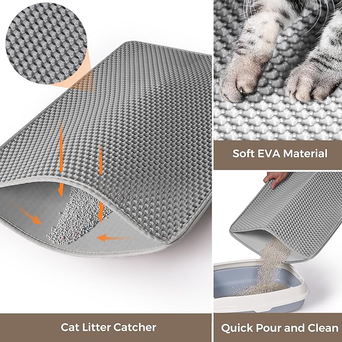 Cat Litter Box Enclosure with Litter Trapping Mat; Handwoven Plastic Rattan Cat House; No Installation Hidden Cat Washroom; Pet Crate for Balcony,Bedroom,Living Room