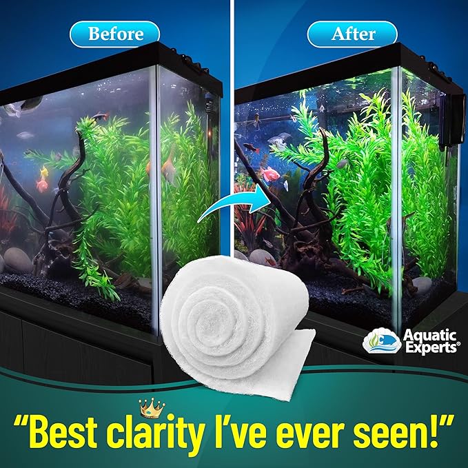 Aquatic Experts Aquarium Filter Floss for Fish Tank Filters - FilterFirst Aquarium Filter Pad - Media Roll for Crystal Clear Water, 3/4" - 1" Thick (12 Inch Wide, 12 Feet Long)