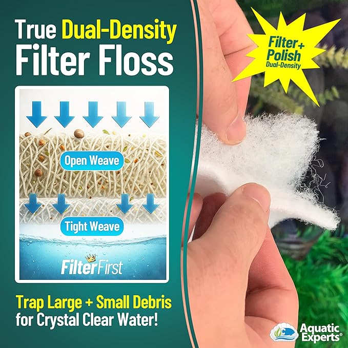 Aquatic Experts Aquarium Filter Floss for Fish Tank Filters - FilterFirst Aquarium Filter Pad - Media Roll for Crystal Clear Water, 3/4" - 1" Thick (12 Inch Wide, 72 Inch Long)