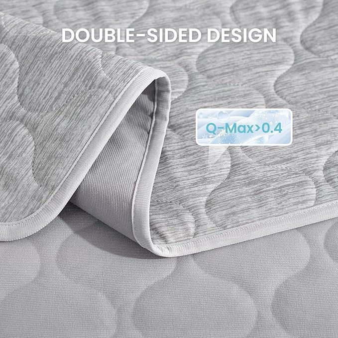 Cozy Bliss Leakproof Cooling Blanket for Small Dogs, Q-Max>0.4, Durable & Washable Dog Cooling Mat for Hot Weather, Soft Pet Throw & Couch Protector for Puppies & Cats, 25x35 Inch, Heather Silver Grey