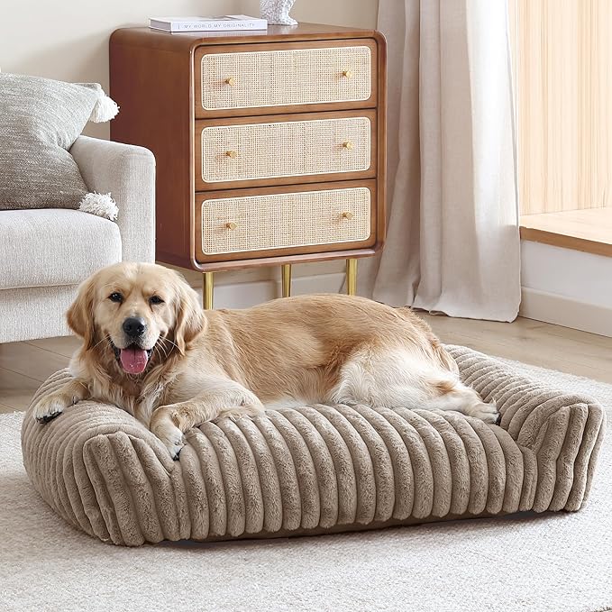 Arlee Saddle Sofa Memory Foam Pet Bed, Comfortable & Washable, Ideal for Dogs and Puppies, Extra Comfort, Couch Design, Crate & Kennel Furniture, Pet Supplies & Essentials, Tan, Large