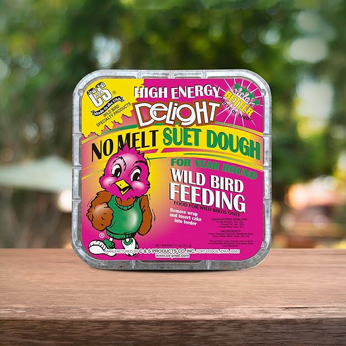 C&S High Energy Delight No Melt Suet Dough, Suet Cakes for Wild Birds, 11 Ounces, Pack of 8
