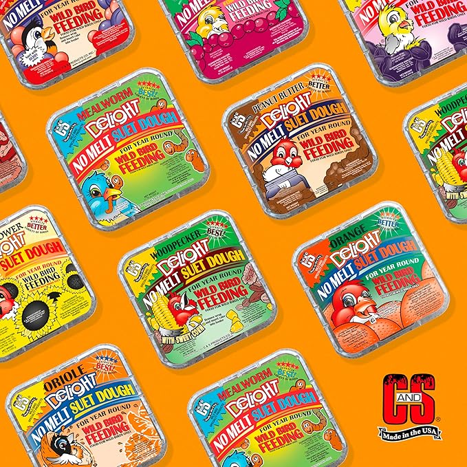 C&S Peanut Butter Delight No Melt Suet Dough, Suet Cakes for Wild Birds, 11.75 Ounces, Pack of 8